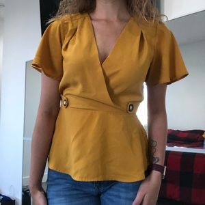 Monteau Mustard Peplum Top